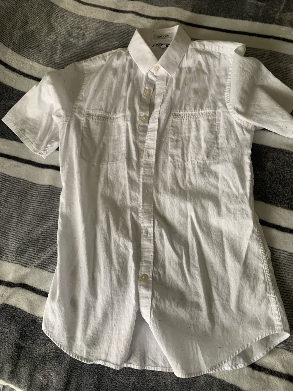 Express White Short Sleeve Button-Down Shirt